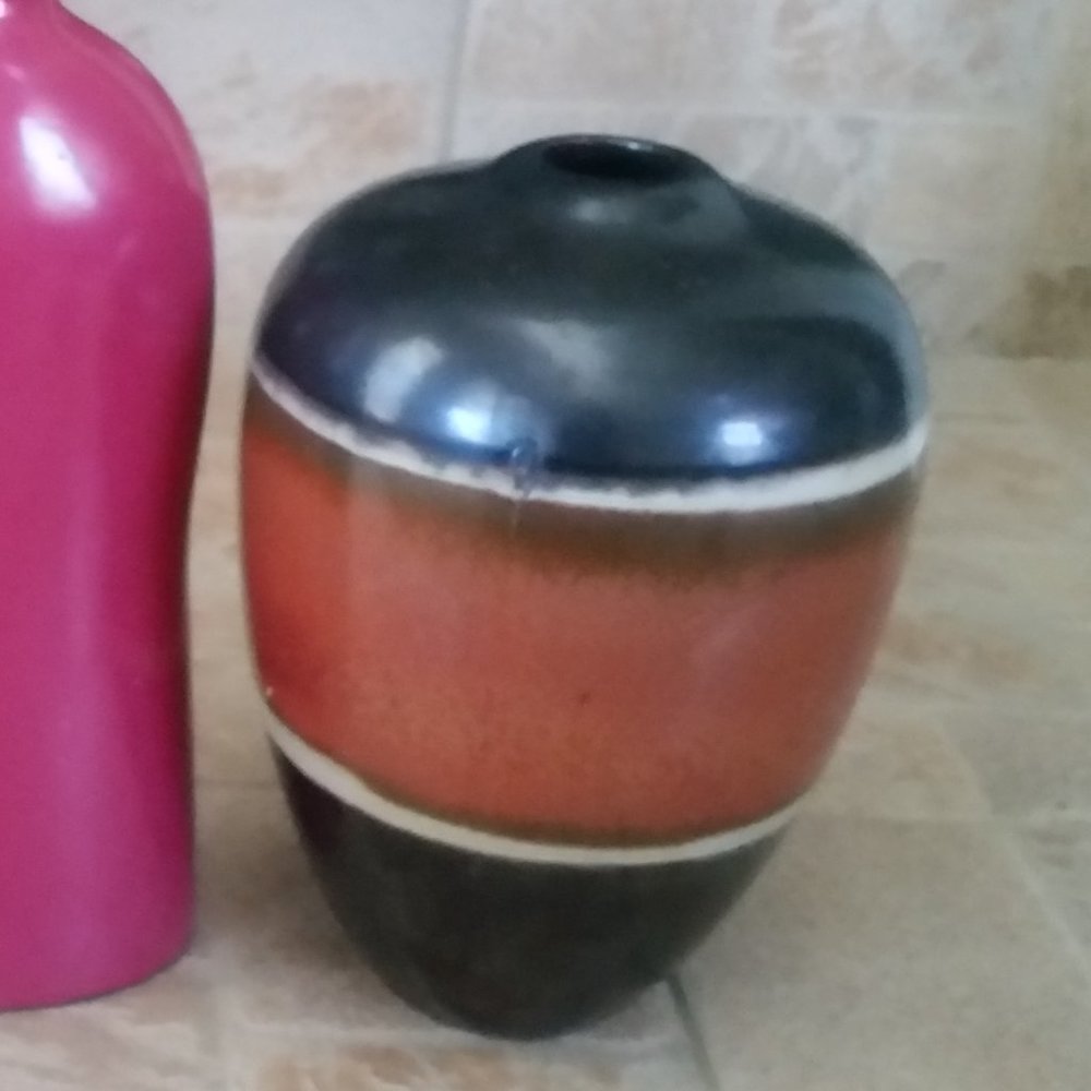 3 Vases Wooden & Ceramic - Picture 3 of 3